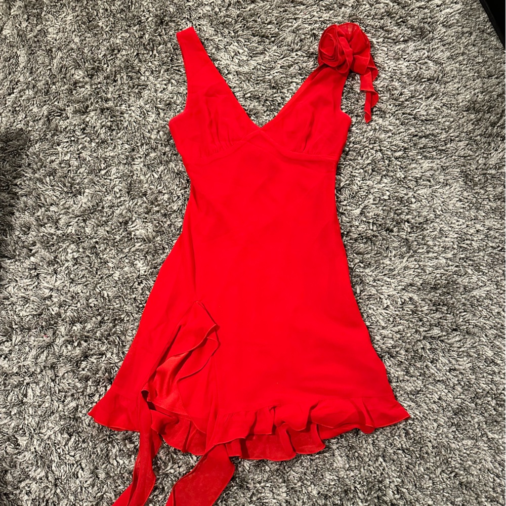 Red white fox dress
